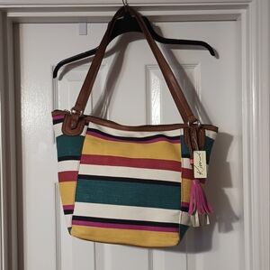 NWT Kim Rogers Striped Purse Tote Bag